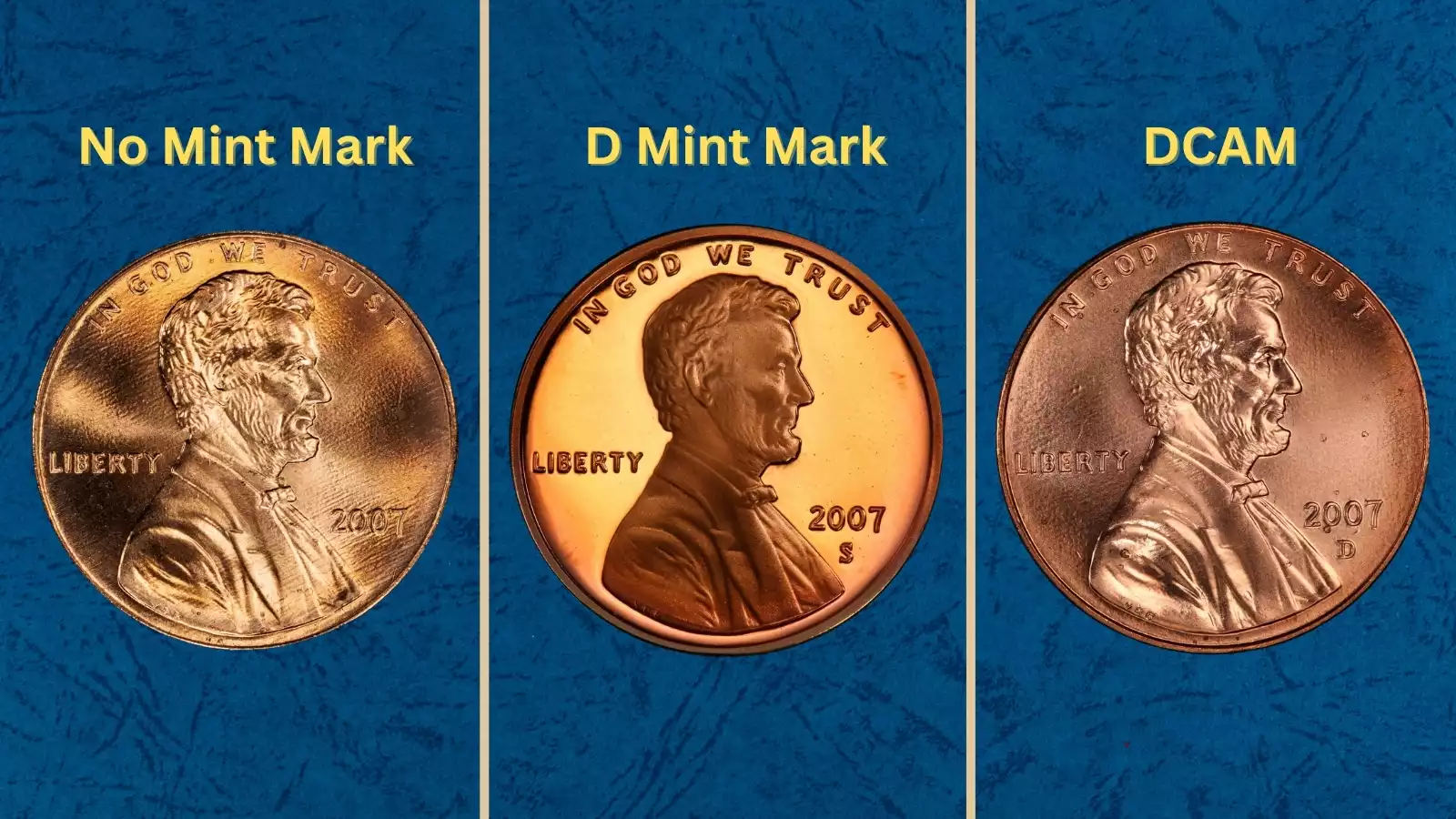 Group of uncirculated 2007 Lincoln Memorial pennies showing typical mint condition specimens